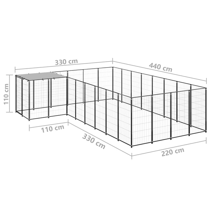 Padoc pentru câini, negru, 10,89 m², oțel - WALTI WALTI