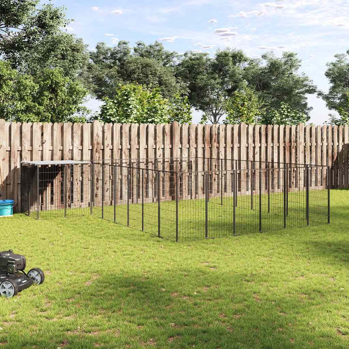 Padoc pentru câini, negru, 15,73 m², oțel - WALTI WALTI