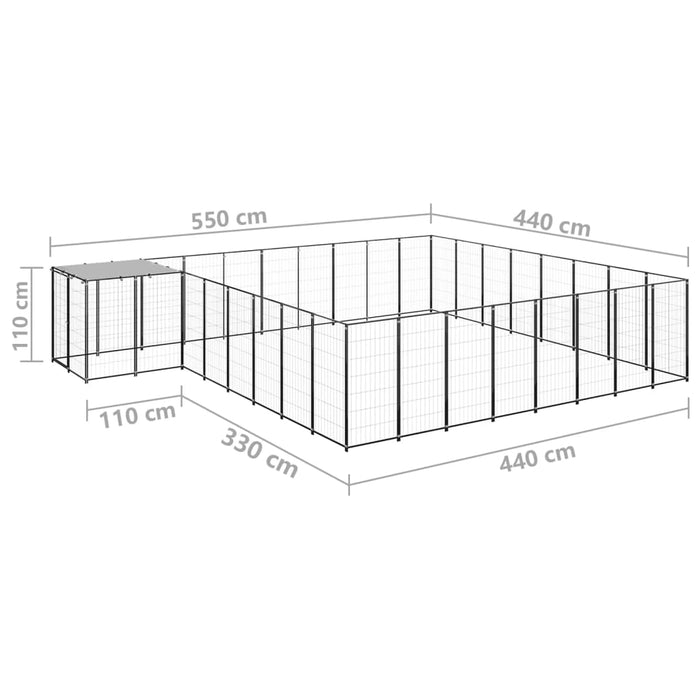 Padoc pentru câini, negru, 20,57 m², oțel - WALTI WALTI