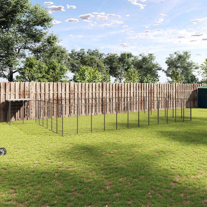 Padoc pentru câini, negru, 30,25 m², oțel - WALTI WALTI