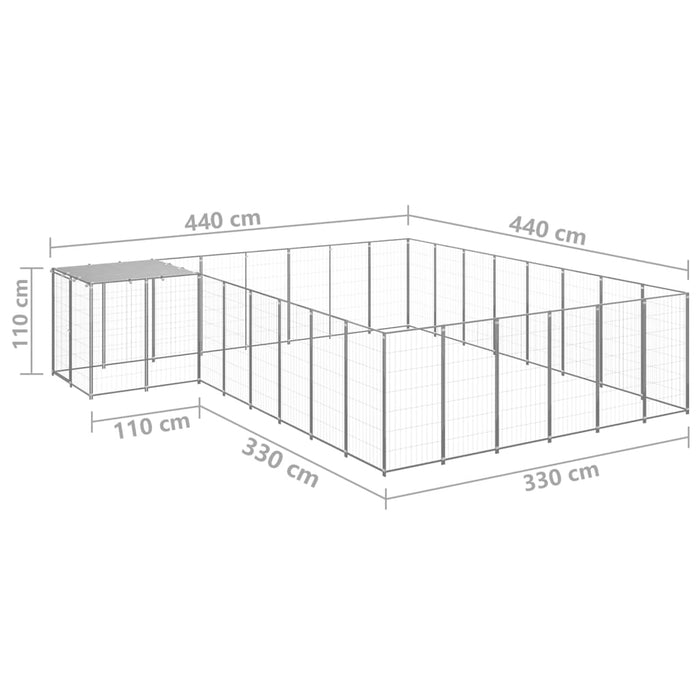 Padoc pentru câini, argintiu, 15,73 m², oțel - WALTI WALTI