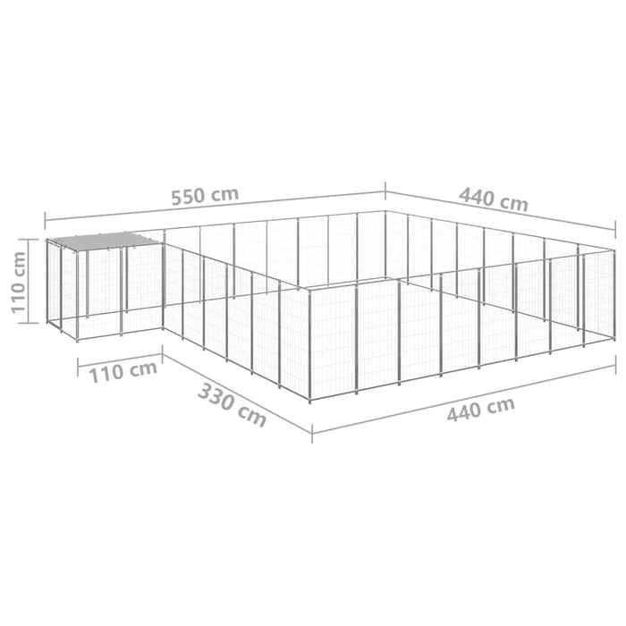 Padoc pentru câini, argintiu, 20,57 m², oțel - WALTI WALTI