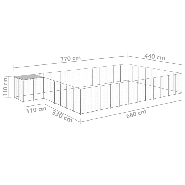 Padoc pentru câini, argintiu, 30,25 m², oțel - WALTI WALTI
