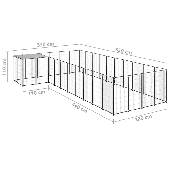 Padoc pentru câini, negru, 13,31 m², oțel - WALTI WALTI