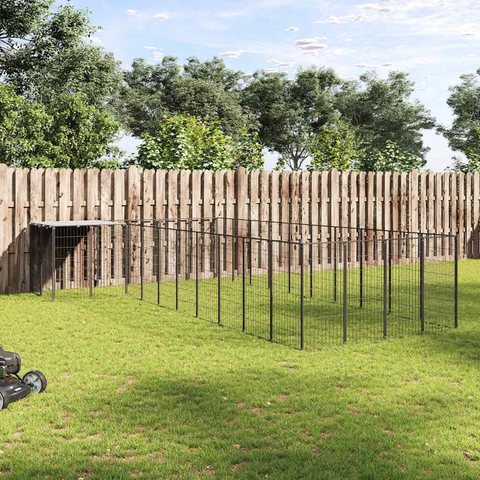 Padoc pentru câini, negru, 13,31 m², oțel - WALTI WALTI