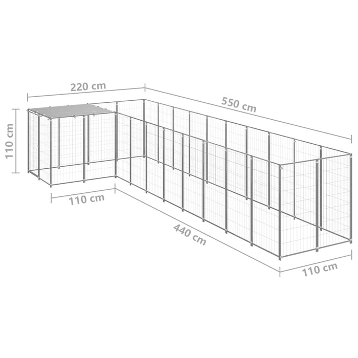 Padoc pentru câini, argintiu, 7,26 m², oțel - WALTI WALTI