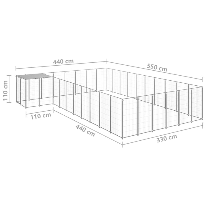 Padoc pentru câini, argintiu, 19,36 m², oțel - WALTI WALTI