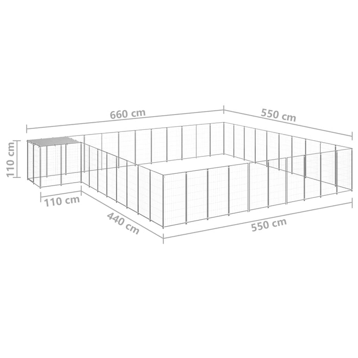 Padoc pentru câini, argintiu, 31,46 m², oțel - WALTI WALTI