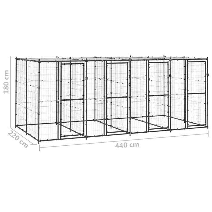 Padoc pentru câini de exterior cu acoperiș, 9,68 m², oțel - WALTI WALTI