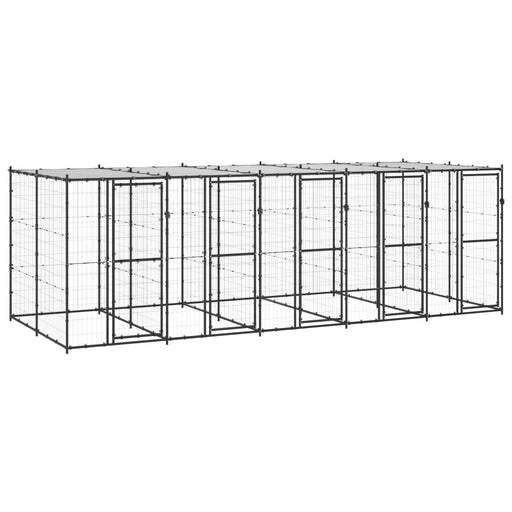 Padoc pentru câini de exterior cu acoperiș, 12,1 m², oțel - WALTI WALTI