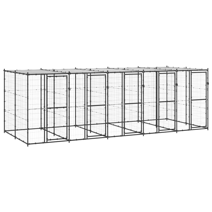 Padoc pentru câini de exterior cu acoperiș, 12,1 m², oțel - WALTI WALTI