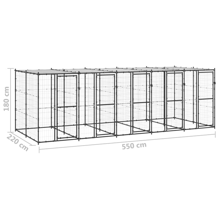 Padoc pentru câini de exterior cu acoperiș, 12,1 m², oțel - WALTI WALTI