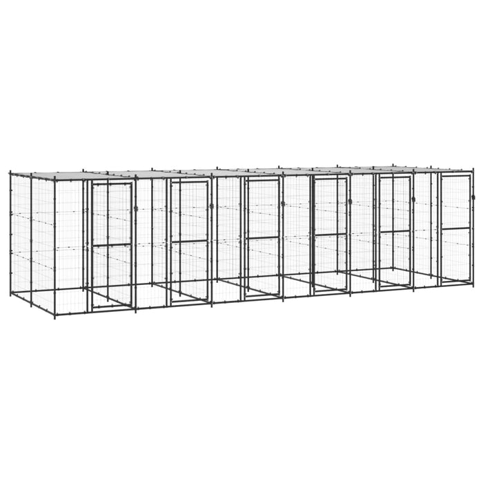Padoc pentru câini de exterior cu acoperiș, 14,52 m², oțel - WALTI WALTI