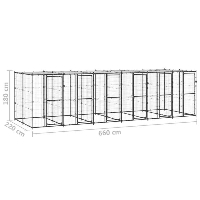 Padoc pentru câini de exterior cu acoperiș, 14,52 m², oțel - WALTI WALTI