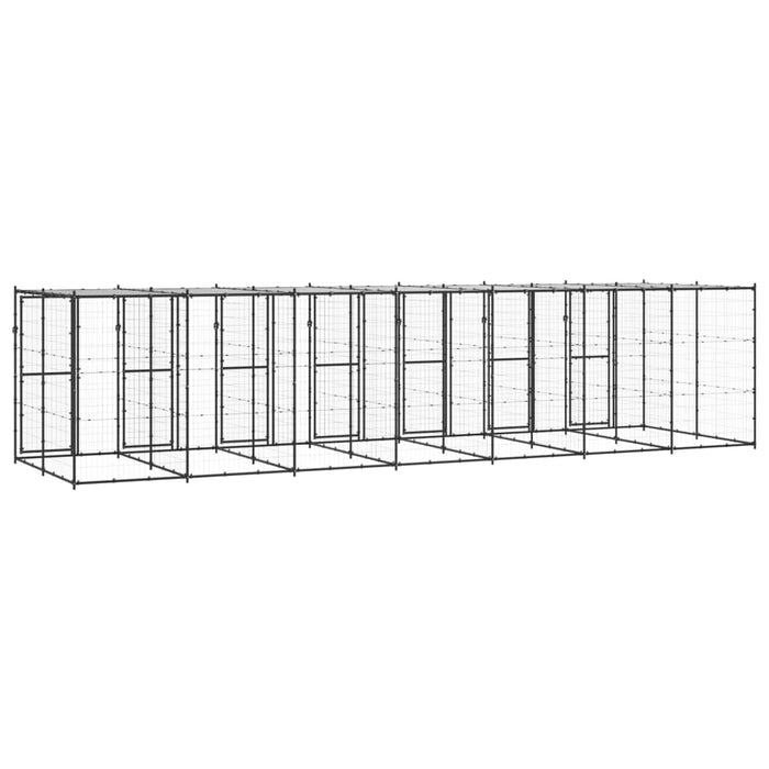 Padoc pentru câini de exterior cu acoperiș, 16,94 m², oțel - WALTI WALTI