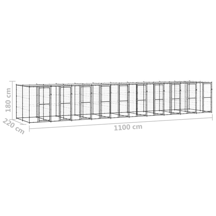 Padoc pentru câini de exterior cu acoperiș, 24,2 m², oțel WALTI