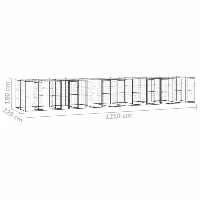 Padoc pentru câini de exterior cu acoperiș, 26,62 m², oțel WALTI