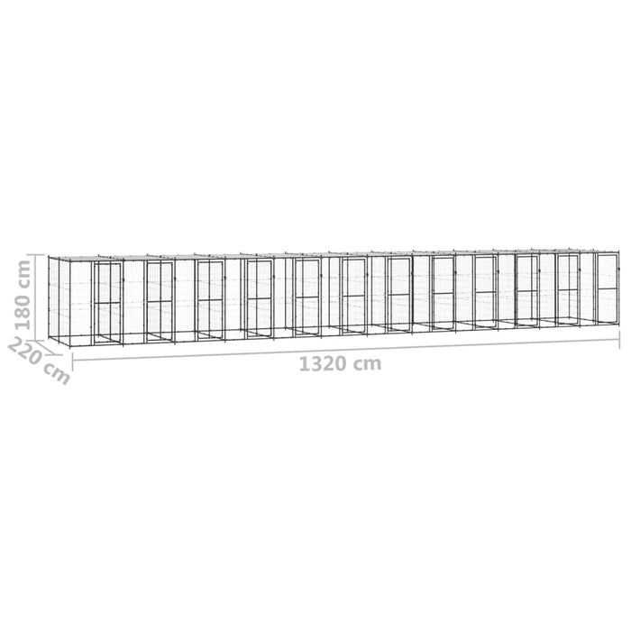 Padoc pentru câini de exterior cu acoperiș, 29,04 m², oțel WALTI