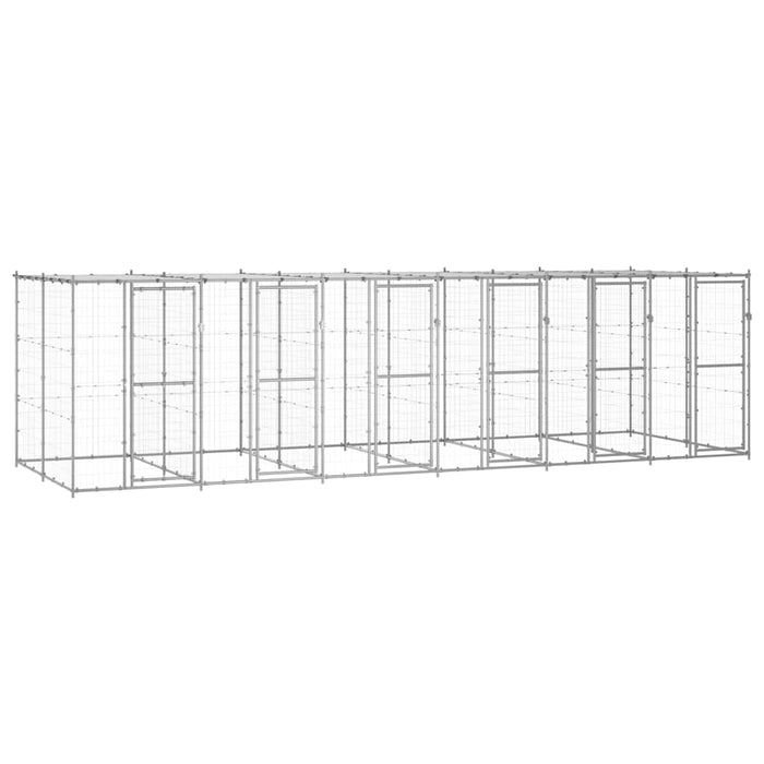 Padoc câini de exterior cu acoperiș, 14,52 m², oțel galvanizat WALTI
