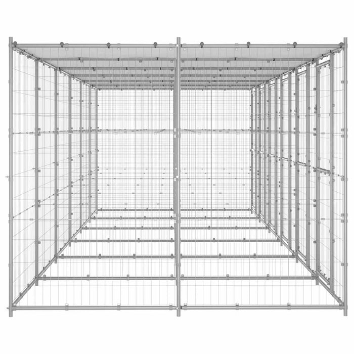 Padoc câini de exterior cu acoperiș, 14,52 m², oțel galvanizat WALTI