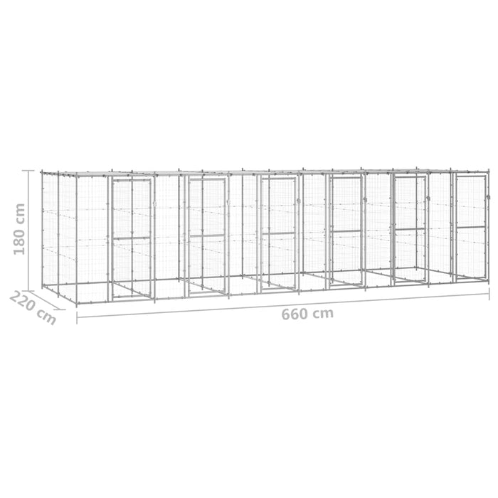 Padoc câini de exterior cu acoperiș, 14,52 m², oțel galvanizat WALTI