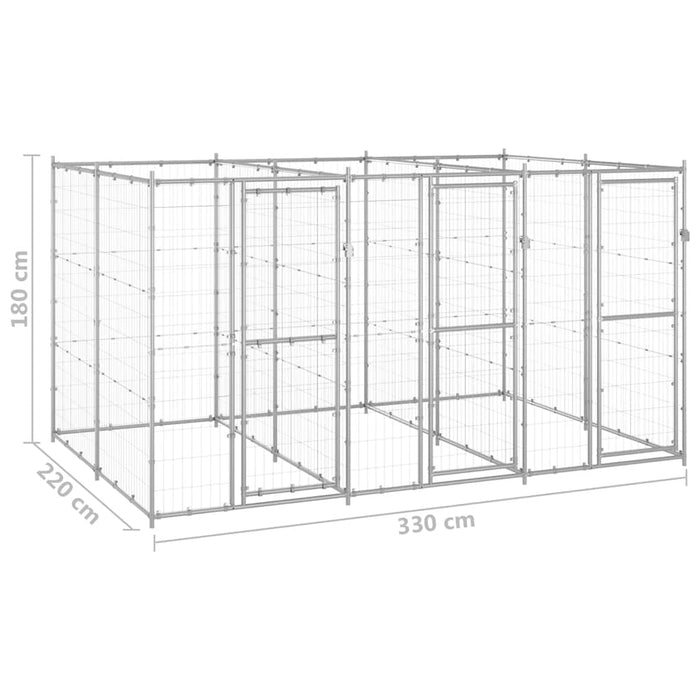 Padoc pentru câini de exterior, 7,26 m², oțel galvanizat - WALTI WALTI