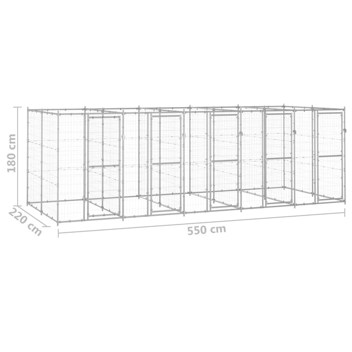 Padoc pentru câini de exterior, 12,1 m², oțel galvanizat - WALTI WALTI