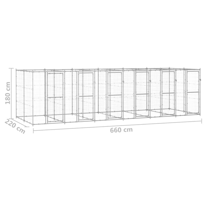 Padoc pentru câini de exterior, 14,52 m², oțel galvanizat - WALTI WALTI