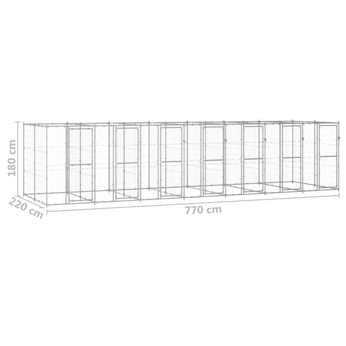 Padoc pentru câini de exterior, 16,94 m², oțel galvanizat - WALTI WALTI