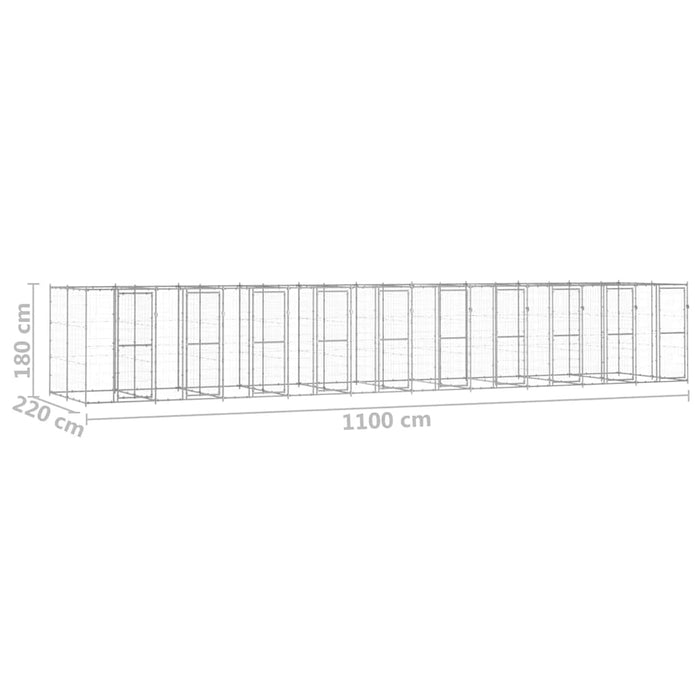 Padoc pentru câini de exterior, 24,2 m², oțel galvanizat - WALTI WALTI