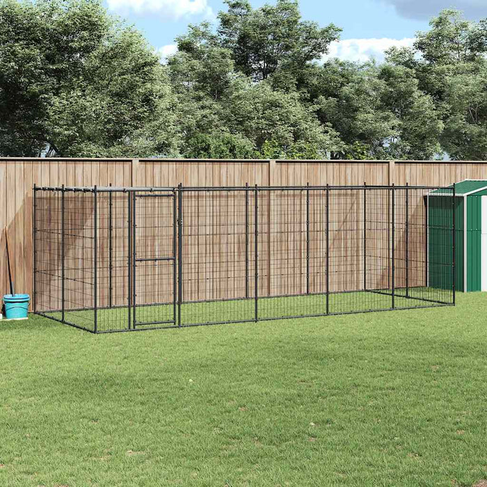 Padoc pentru câini de exterior cu acoperiș, 12,1 m², oțel - WALTI WALTI