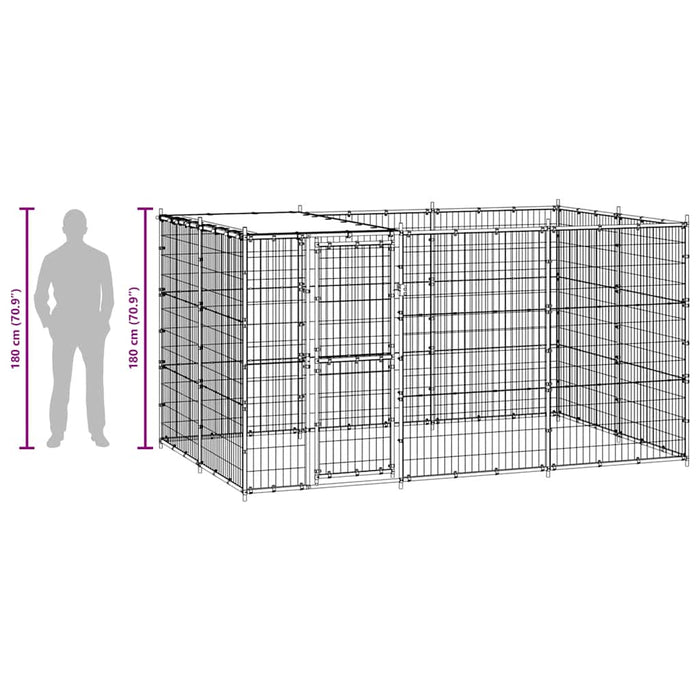 Padoc câini de exterior cu acoperiș, 7,26 m², oțel galvanizat WALTI