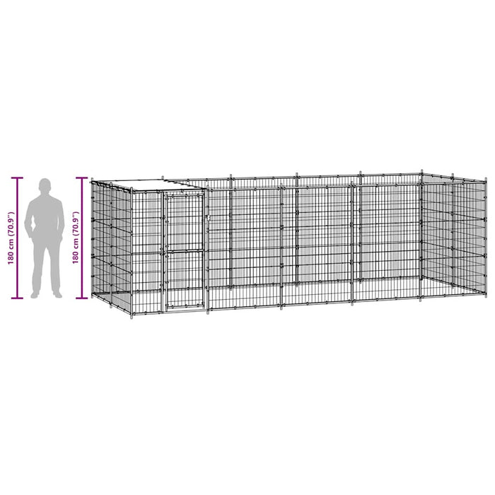 Padoc câini de exterior cu acoperiș, 12,1 m², oțel galvanizat WALTI