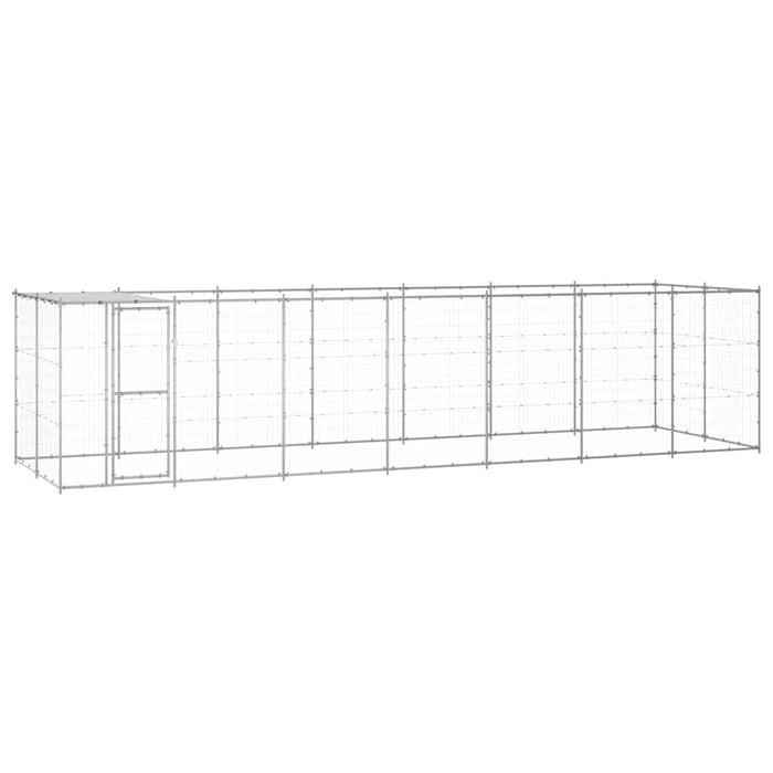 Padoc câini de exterior cu acoperiș, 16,94 m², oțel galvanizat - WALTI WALTI