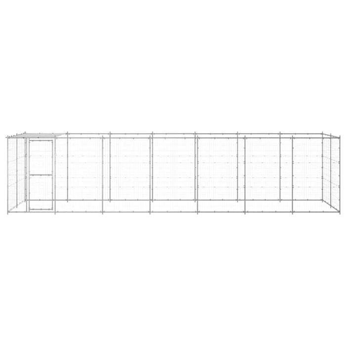 Padoc câini de exterior cu acoperiș, 16,94 m², oțel galvanizat - WALTI WALTI