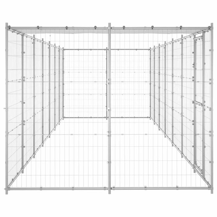 Padoc câini de exterior cu acoperiș, 16,94 m², oțel galvanizat - WALTI WALTI