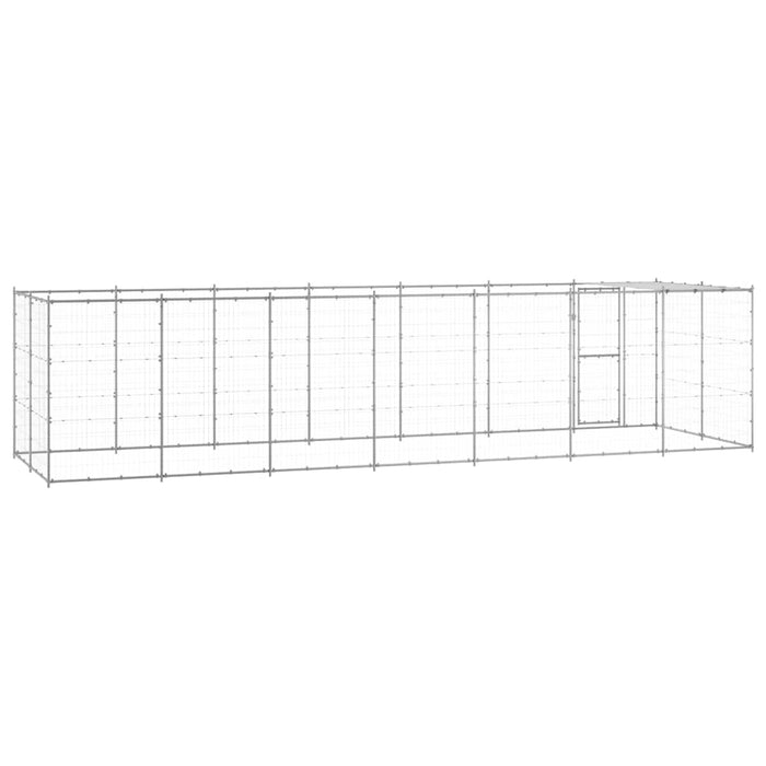 Padoc câini de exterior cu acoperiș, 16,94 m², oțel galvanizat - WALTI WALTI