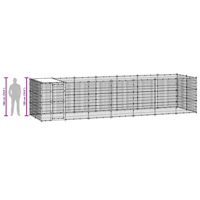 Padoc câini de exterior cu acoperiș, 16,94 m², oțel galvanizat - WALTI WALTI