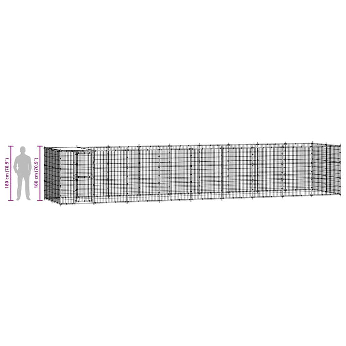 Padoc câini de exterior cu acoperiș, 21,78 m², oțel galvanizat WALTI