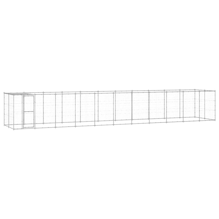 Padoc câini de exterior cu acoperiș, 26,62 m², oțel galvanizat - WALTI WALTI