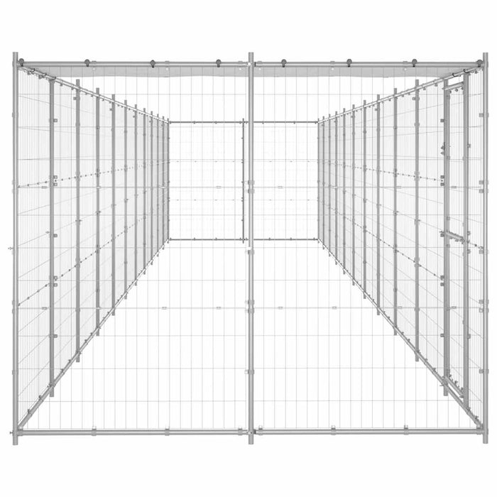Padoc câini de exterior cu acoperiș, 26,62 m², oțel galvanizat - WALTI WALTI