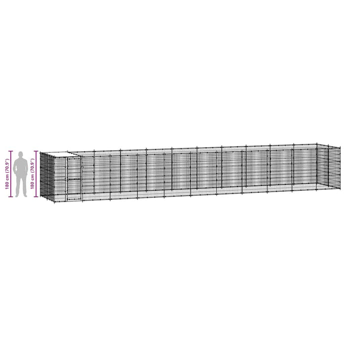 Padoc câini de exterior cu acoperiș, 26,62 m², oțel galvanizat - WALTI WALTI