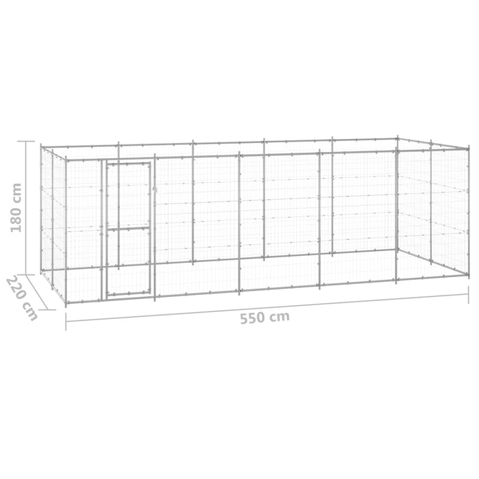 Padoc pentru câini de exterior, 12,1 m², oțel galvanizat - WALTI WALTI