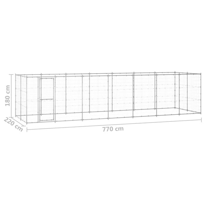 Padoc pentru câini de exterior, 16,94 m², oțel galvanizat - WALTI WALTI
