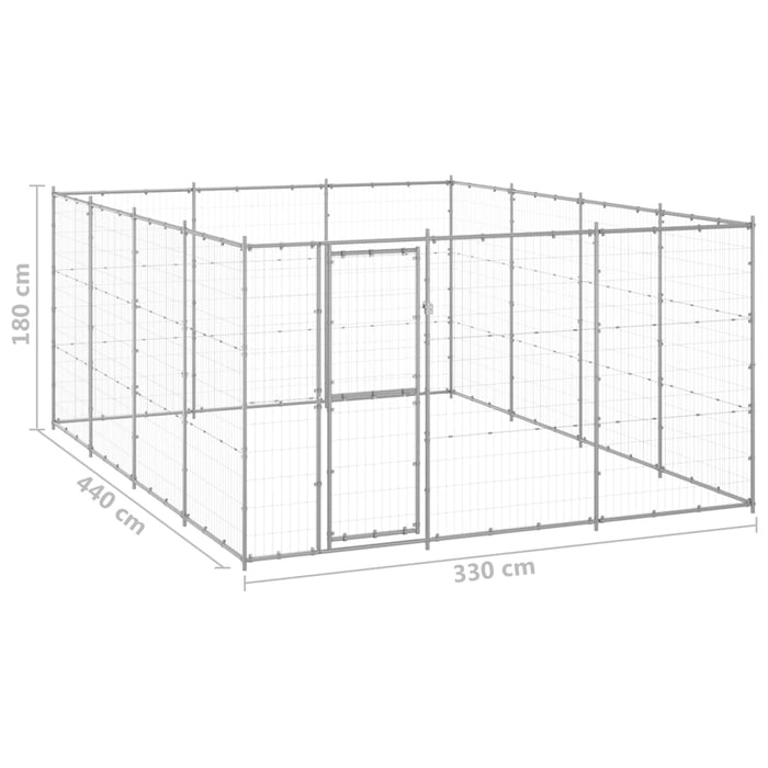 Padoc pentru câini de exterior, 14,52 m², oțel galvanizat - WALTI WALTI