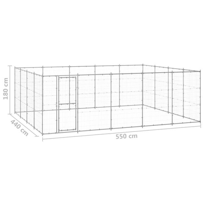 Padoc pentru câini de exterior, 24,2 m², oțel galvanizat - WALTI WALTI