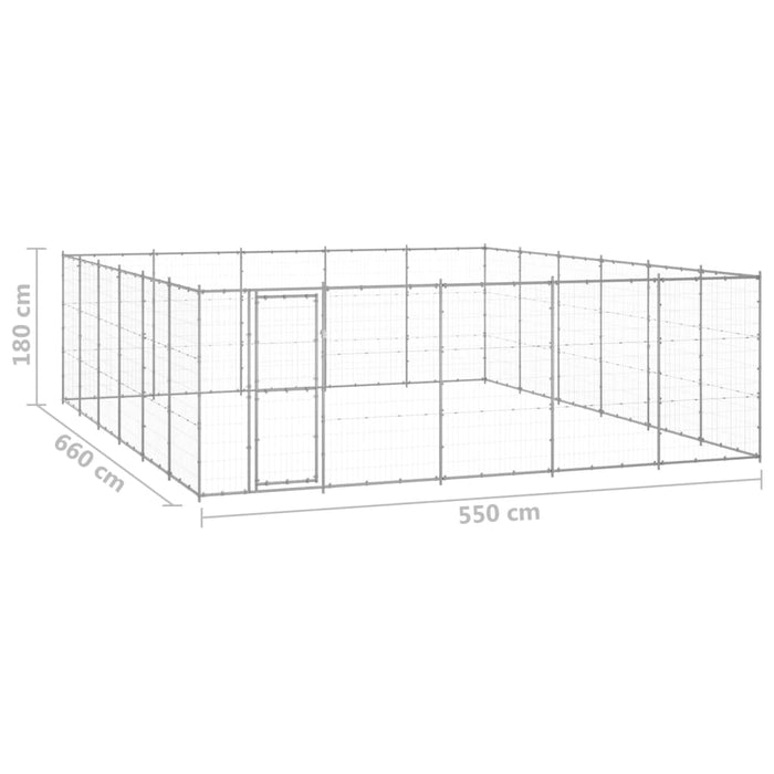 Padoc pentru câini de exterior, 36,3 m², oțel galvanizat - WALTI WALTI