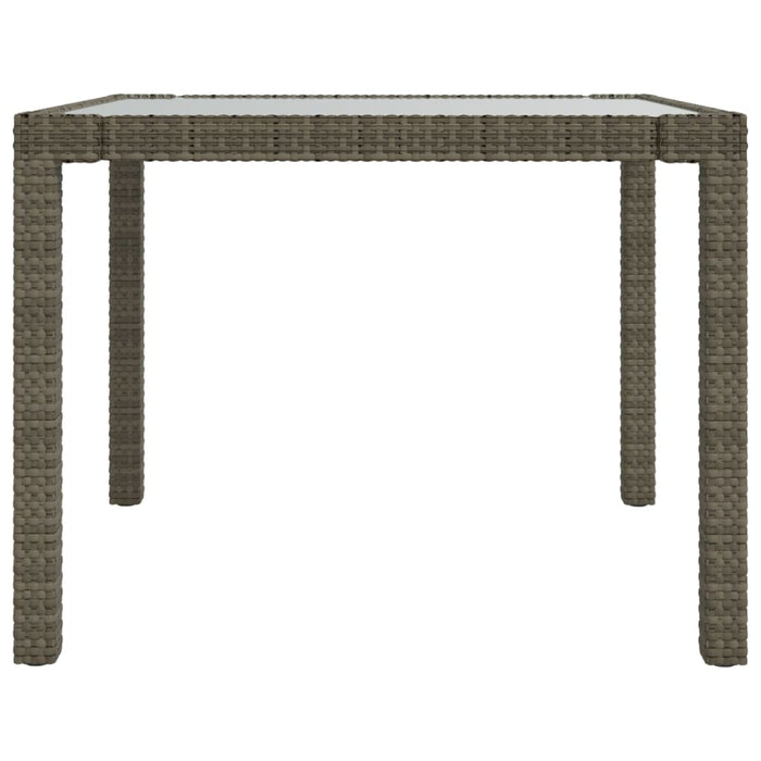 Masă grădină, gri, 90x90x75 cm, sticlă securizată și poliratan WALTI