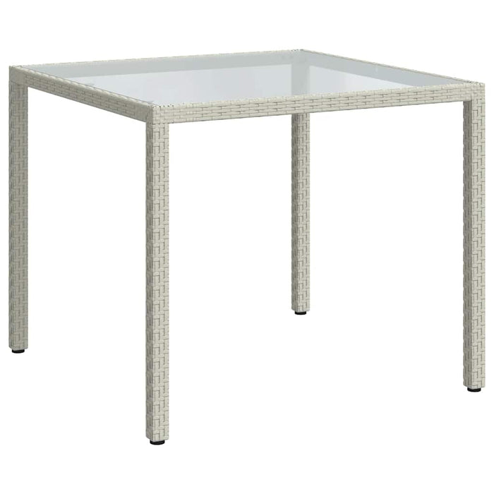 Masă grădină, alb, 90x90x75 cm, sticlă securizată și poliratan - WALTI WALTI