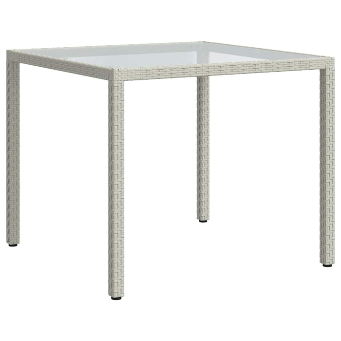 Masă grădină, alb, 90x90x75 cm, sticlă securizată și poliratan - WALTI WALTI